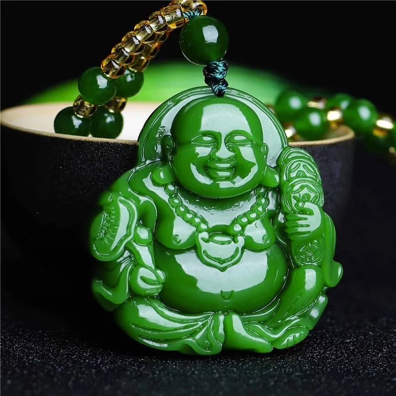 Men'S Fashion Tips - Chinese Green Jade Maitreya Buddha Pendant