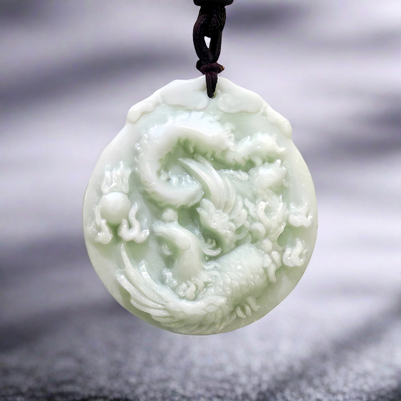 Men'S Fashion Designer - Natural Real Jade Phoenix Pendant Necklace