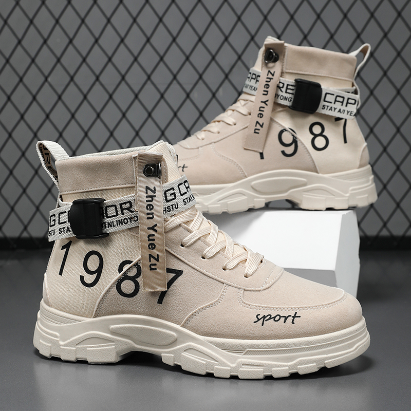 Men'S Fashion Hiking Boots - Men's Solid Color High-Top Fashionable Versatile