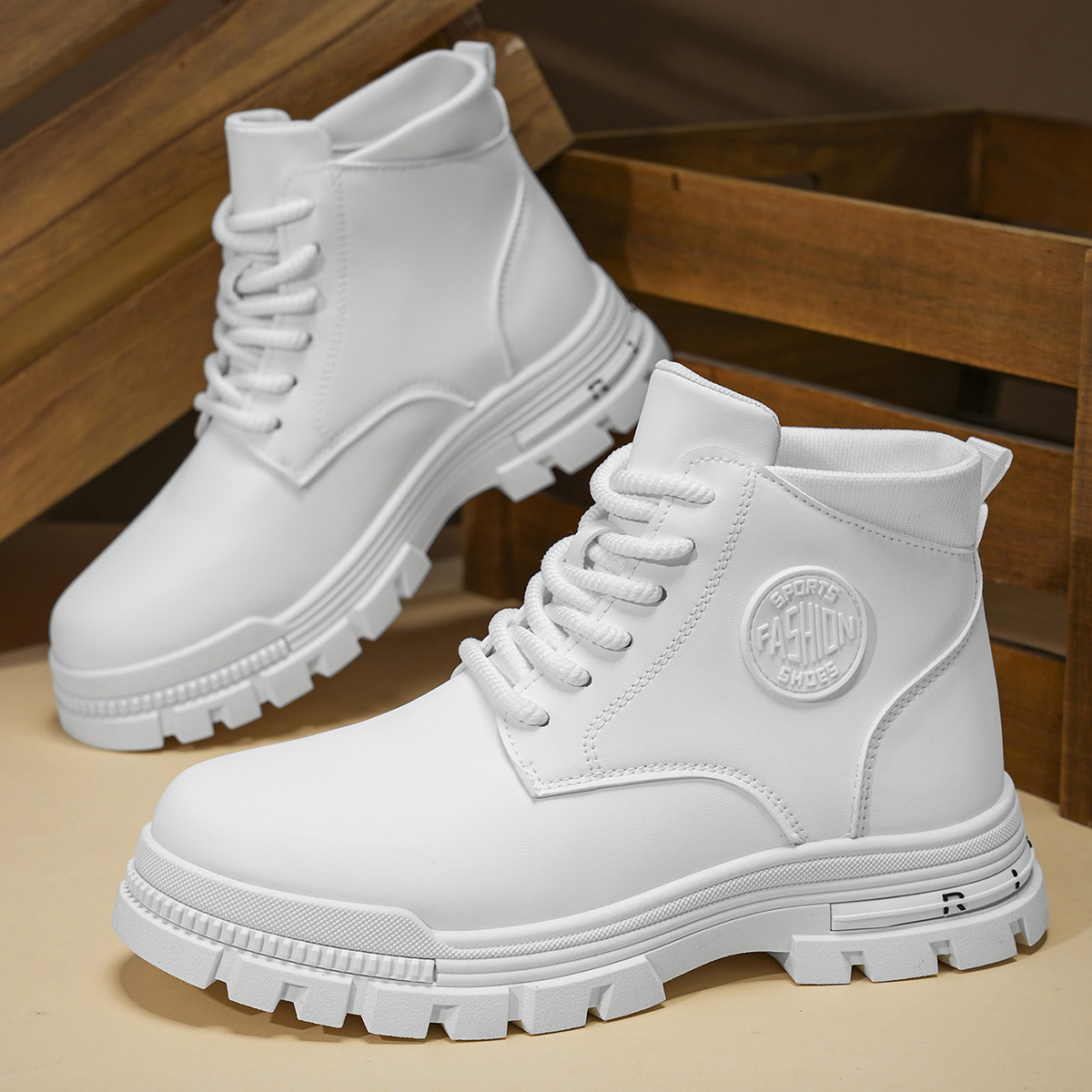 Men'S Fashion Online - Men's Fashionable All-Season White Motorcycle Boots