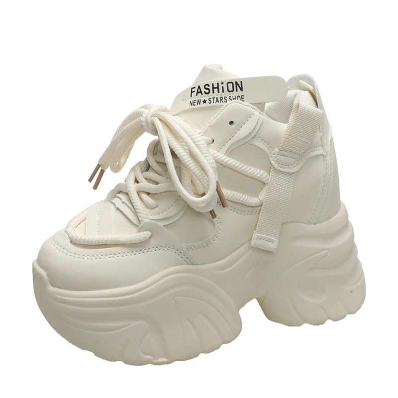 Casual Sneakers Men - High Platform Chunky Shoes Breathable Leather