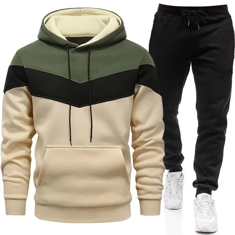 Men'S Fashion Hoodie - Men's Tracksuit Hooded Sweatshirt Black Sweatpants