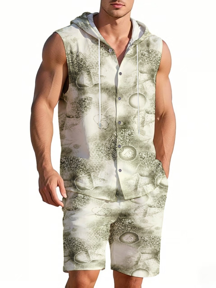 Men'S Fashion Hoodie - Fashion 2PCS Short Sets Oversized Floral