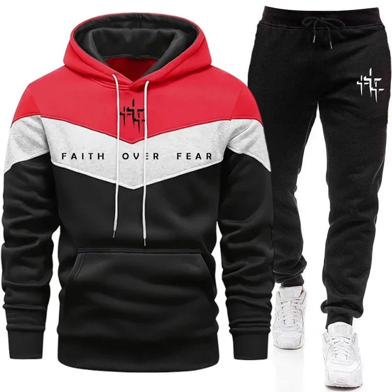 Men'S Fashion Hoodie - Faith Over Fear Men's Tracksuit Hooded
