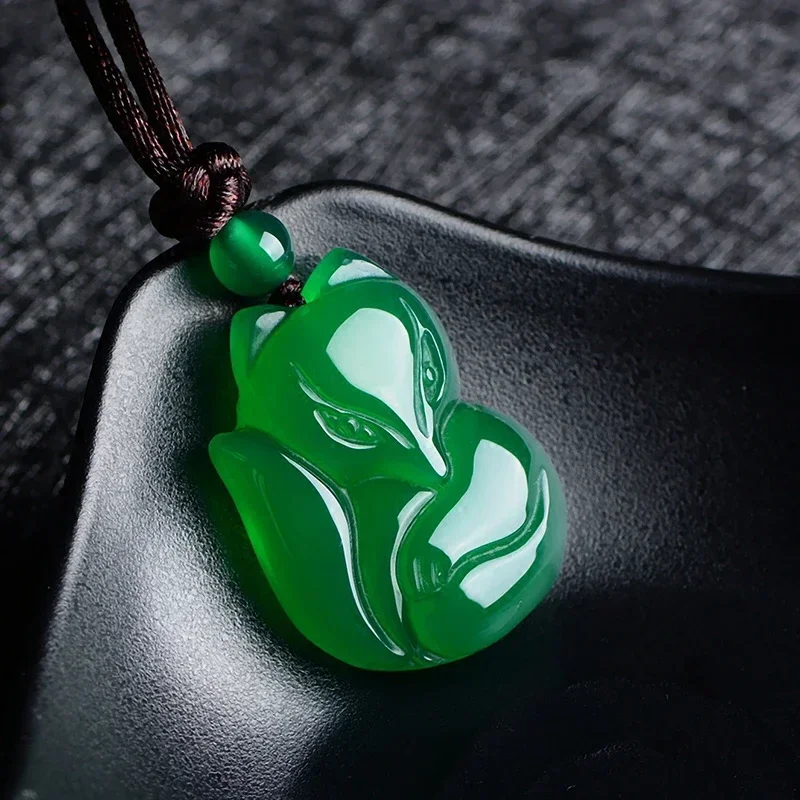 Men'S Fashion Necklaces - Jade Fox Necklace Pendant Natural Green