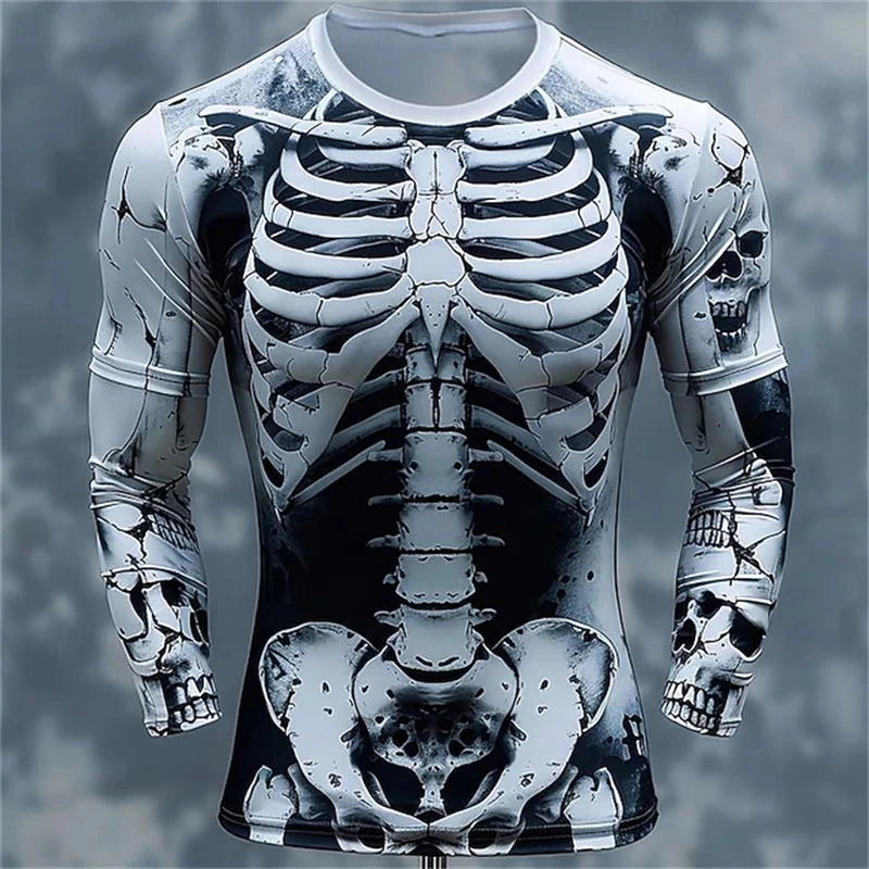 Men'S Spring Fashion - 3D Print Skeleton Skulls Pattern T