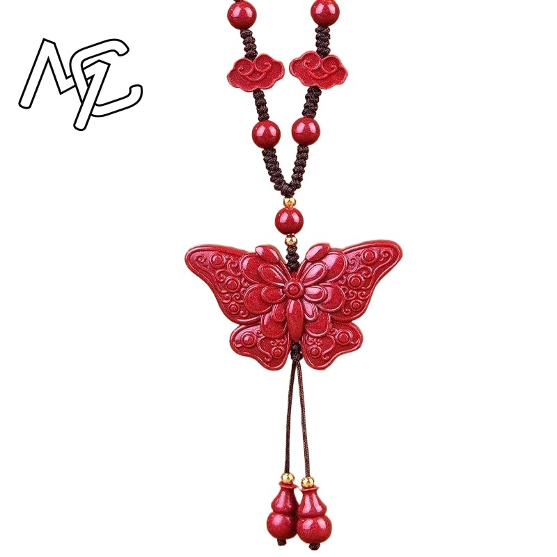 Men'S Fashion Necklaces - Fashion Red Cinnabar Jade Butterfly Pendant