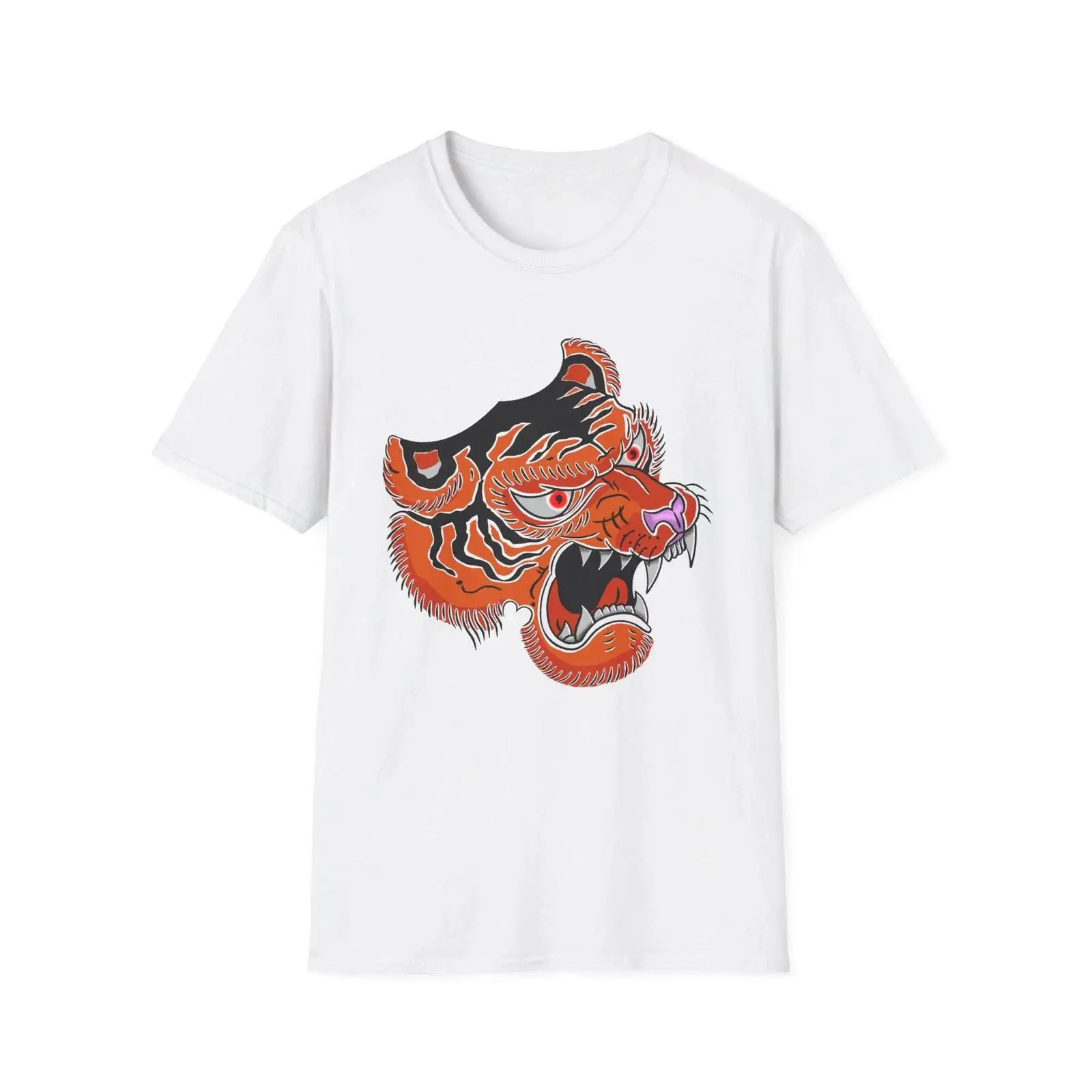 Mens Fashion Style Images - Roaring Tiger Head T Shirt Japanese