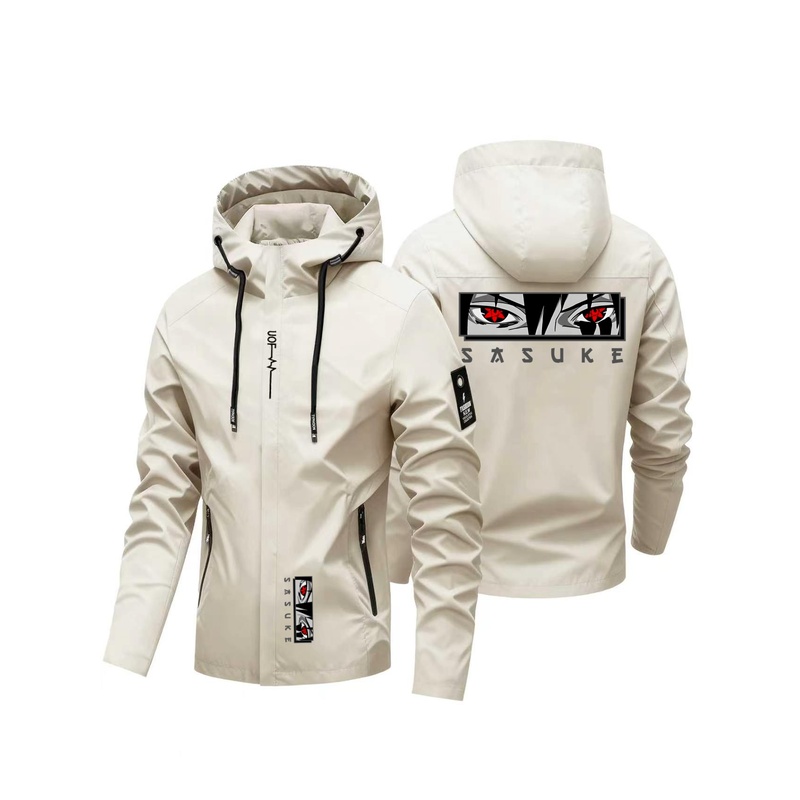 Windbreaker Men Zip - Men Anime Eyes Graphic Hooded Jacket