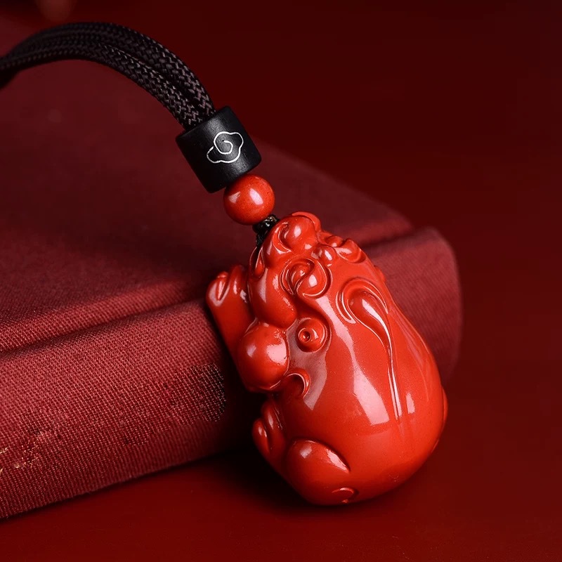 Men'S Fashion Necklaces - Fashion Red Cinnabar Jade Large Size