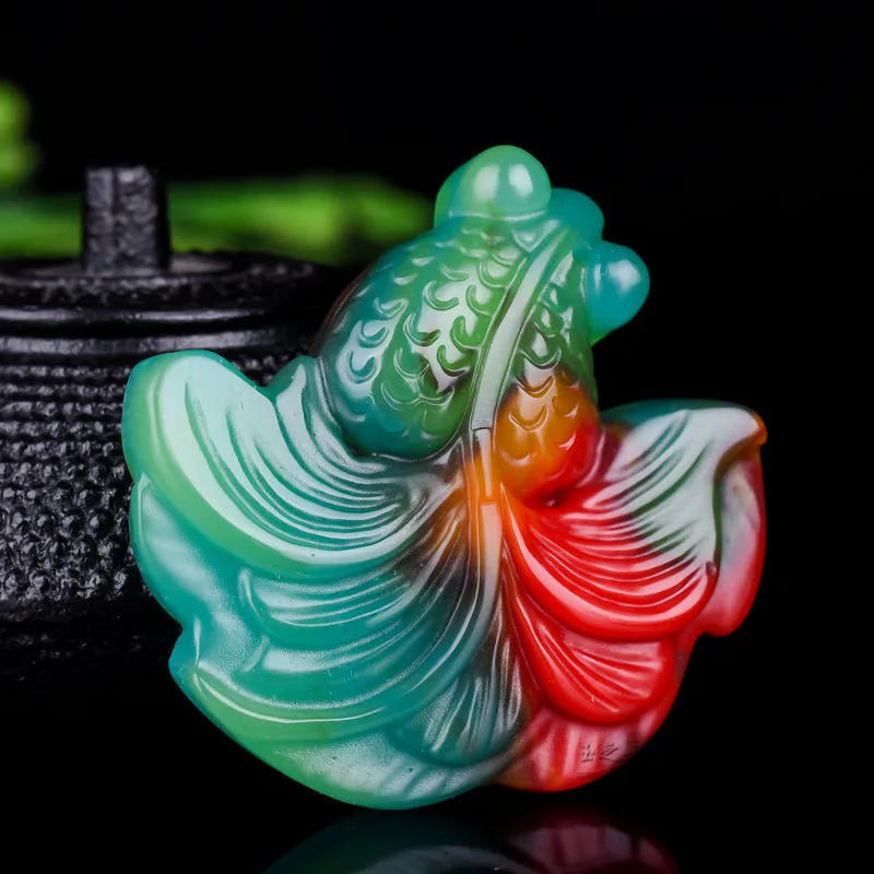 Men'S Fashion Necklaces - Chinese Natural Colour Jade Goldfish Pendant