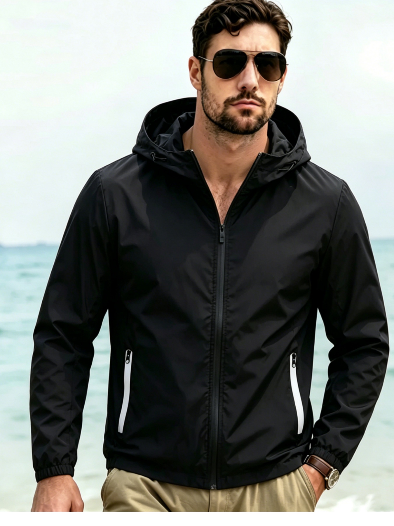 Men's Hooded Windbreaker Jacke - Windbreaker Men Zip review and price