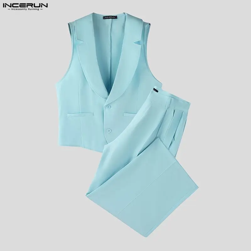 INCERUN Men Sets Solid Color V - Men'S Spring Fashion review and price