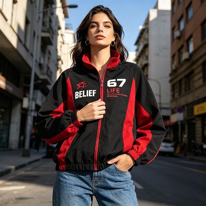Casual Racing Style Jacket Men - Windbreaker Men Zip review and price