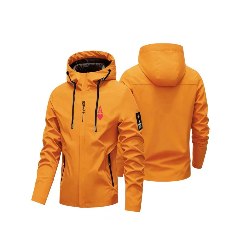 Men Ace Heart A Print Hooded J - Windbreaker Men Zip review and price