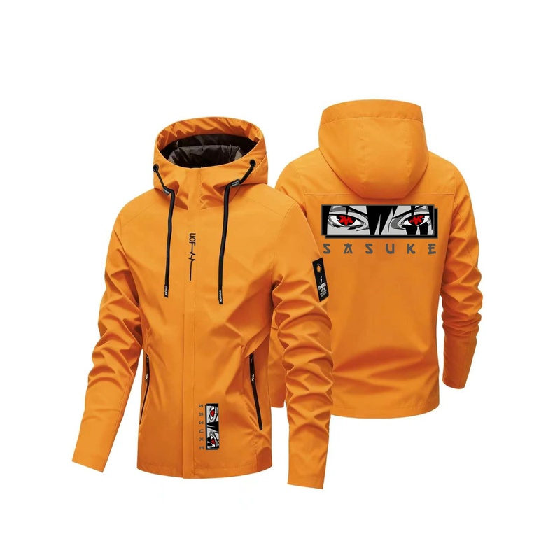 Men Anime Eyes Graphic Hooded  - Windbreaker Men Zip review and price
