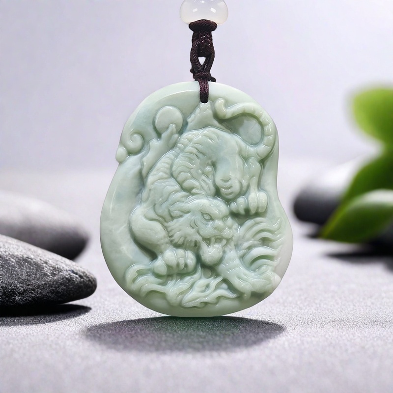 Green Natural Real Jade Tiger  - Men'S Fashion Necklaces review and price